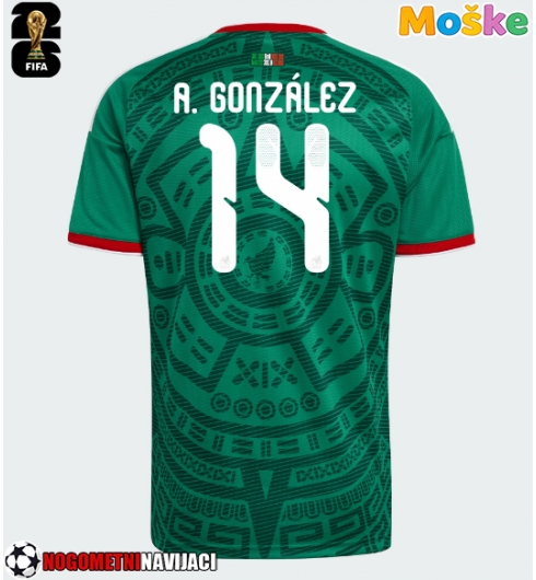 Moške Nogometnih dresov Mehika Armando Gonzalez #14 Domači SP 2026 Kratki rokavi Moške Nogometnih dresov Mehika Armando Gonzalez #14 Domači SP 2026 Kratki rokavi